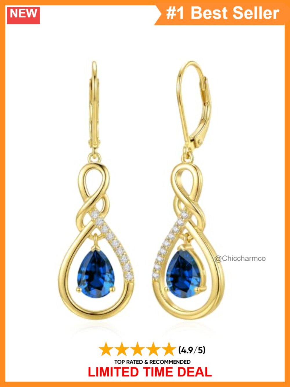 925 Sterling Silver Infinity Birthstone Dangle Drop Earrings for Women